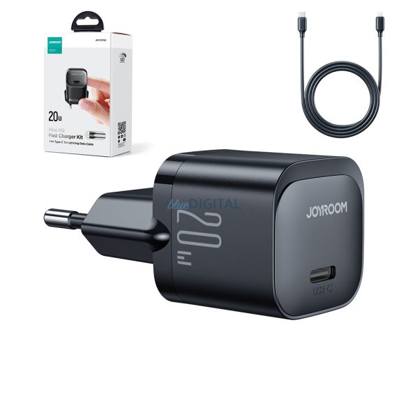 Mini USB C töltő 20W PD USB C kábellel - Lightning Joyroom JR-TCF02 | fekete