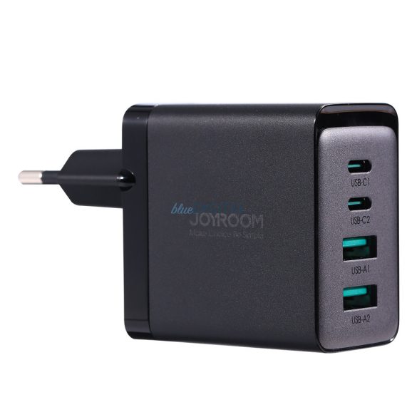Joyroom töltő GaN 67W 4 portos (2x USB, 2x USB C) fekete (TCG02) + USB kábel C - USB C 100W 1.2m
