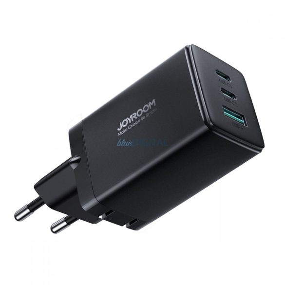 Joyroom gyorstöltő GaN 65W USB, 2x USB C fekete + USB C kábel - USB C 100W 1.2m (TCG01)