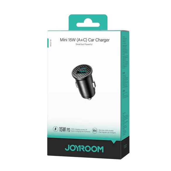 Joyroom JR-CCN16 autós töltő 1xUSB-A és 1xUSB-C csatlakozással 15W - fekete