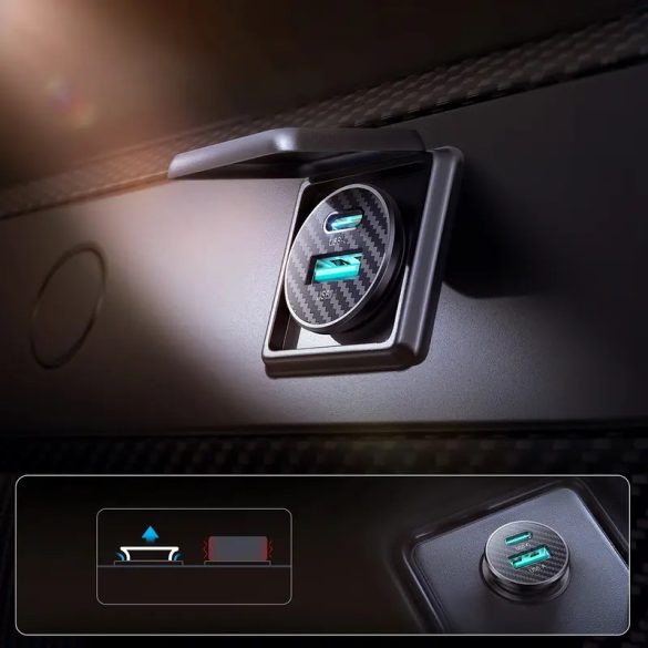 Joyroom JR-CCN16 autós töltő 1xUSB-A és 1xUSB-C csatlakozással 15W - fekete