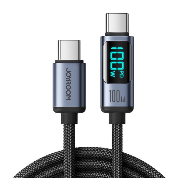 USB C - USB C kábel 100W 1.2m LED kijelzővel Joyroom S-CC100A16 - fekete