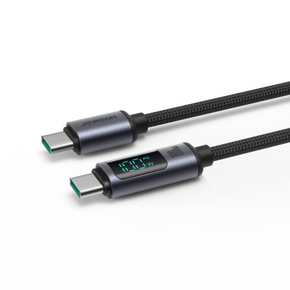 USB C - USB C kábel 100W 1.2m LED kijelzővel Joyroom S-CC100A16 - fekete