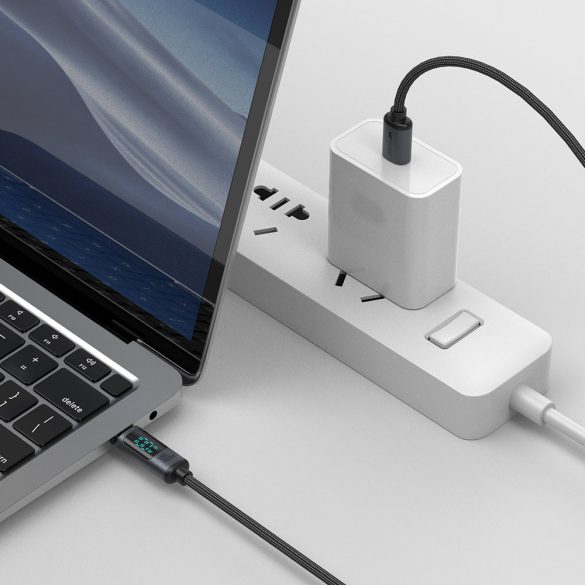 USB C - USB C kábel 100W 1.2m LED kijelzővel Joyroom S-CC100A16 - fekete