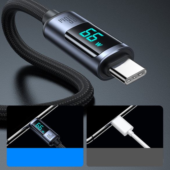 USB C - USB A kábel 66W 1.2m LED kijelzővel Joyroom S-AC066A16 - fekete