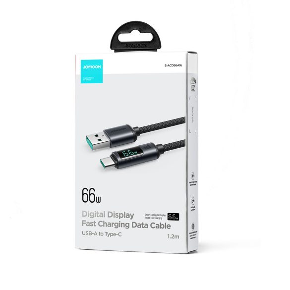 USB C - USB A kábel 66W 1.2m LED kijelzővel Joyroom S-AC066A16 - fekete