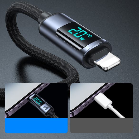 Lightning - USB C kábel 20W 1.2m LED kijelzővel Joyroom S-CL020A16 - fekete