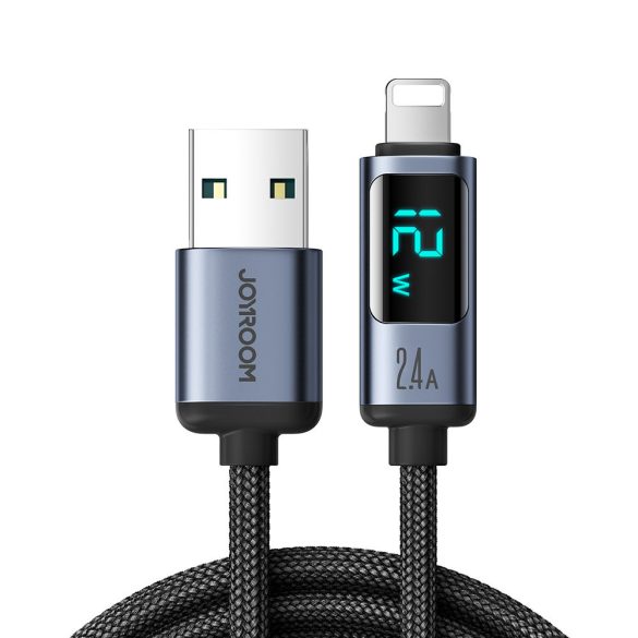 Lightning kábel - USB A 2.4A 1.2m LED kijelzővel Joyroom S-AL012A16 - fekete