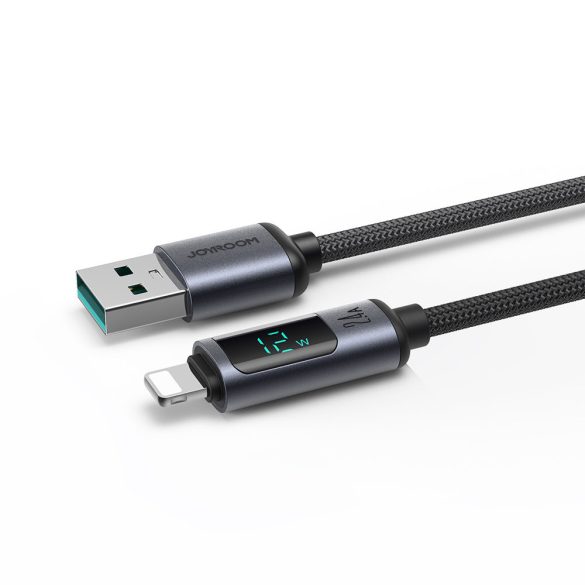 Lightning kábel - USB A 2.4A 1.2m LED kijelzővel Joyroom S-AL012A16 - fekete