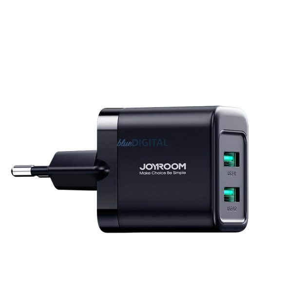Joyroom JR-TCN01 2xUSB-A 12W 2.4A hálózati töltő - fekete