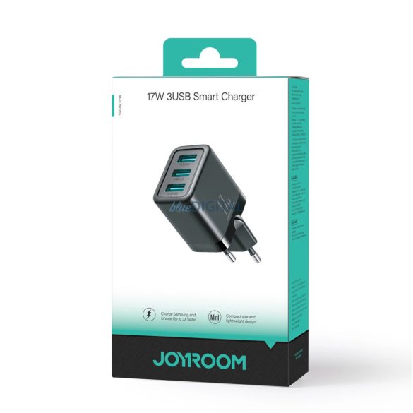 Joyroom JR-TCN02 3xUSB-A 12W 3.4A hálózati töltő - fekete
