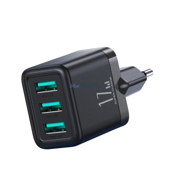 Joyroom JR-TCN02 3xUSB-A 12W 3.4A hálózati töltő - fekete