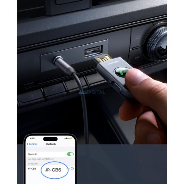Joyroom JR-CB6 vezeték nélküli autós vevőegység - szürke