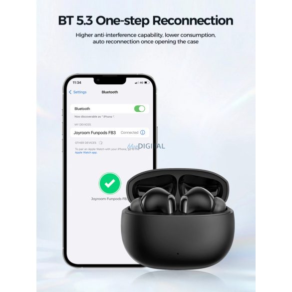 Joyroom JR-FB1 Funpods Series TWS Bluetooth 5.3 vezeték nélküli fejhallgató - fekete