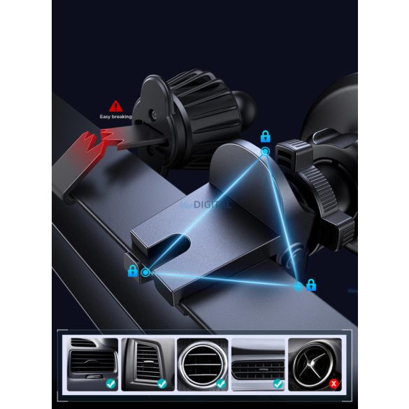 Joyroom autó mágneses telefontartó szellőzőnyílásra rögzíthető fekete (JR-ZS366)