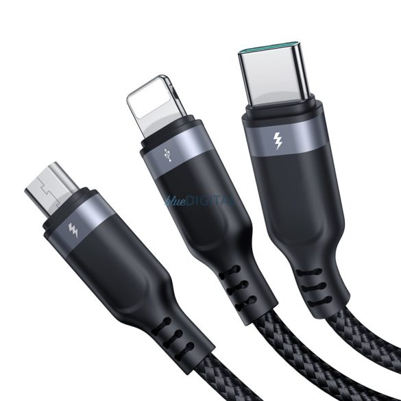 Joyroom Multi-Use Series 3 az 1-ben kábel S-1T3018A18 Lightning USB-C micro USB 30 cm - fekete