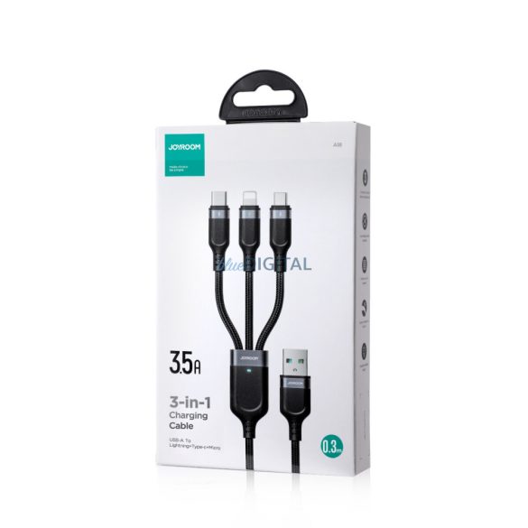 Joyroom Multi-Use Series 3 az 1-ben kábel S-1T3018A18 Lightning USB-C micro USB 30 cm - fekete