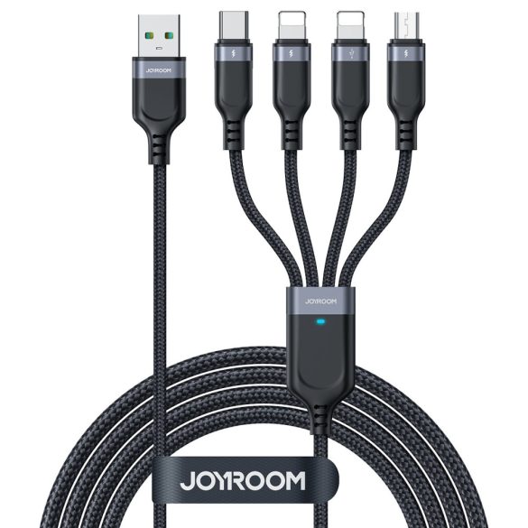 USB 4 az 1-ben USB-A - USB-C / 2 x Lightning / Micro kábel töltéshez és adatátvitelhez 1.2m Joyroom S-1T4018A18 - fekete