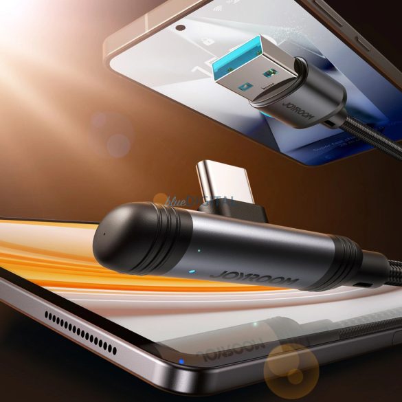 Joyroom S-A56 EnjoyX sorozat 90° USB-A - USB-C 3A kábel 1,2m - fekete