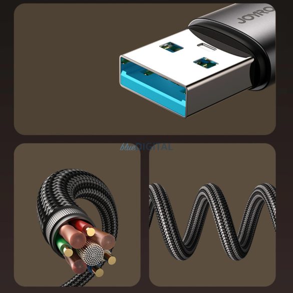 Joyroom S-A56 EnjoyX sorozat 90° USB-A - USB-C 3A kábel 1,2m - fekete