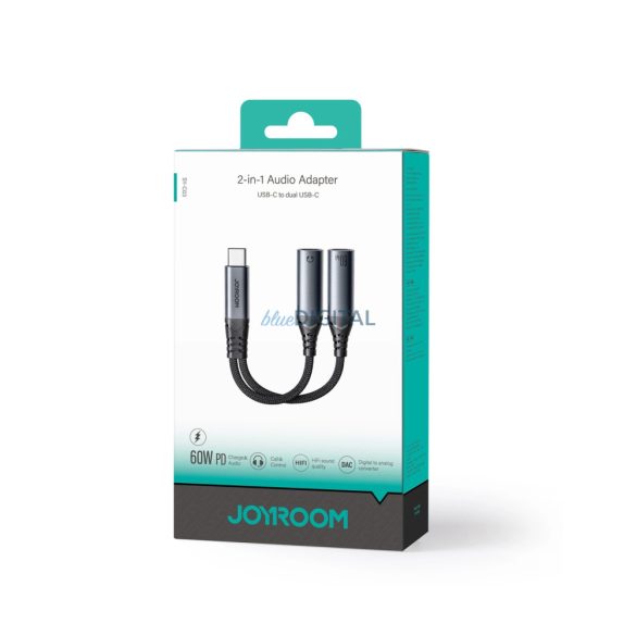 Joyroom SY-C03 USB-C 2x USB-C 2in1 DAC adapter - fekete