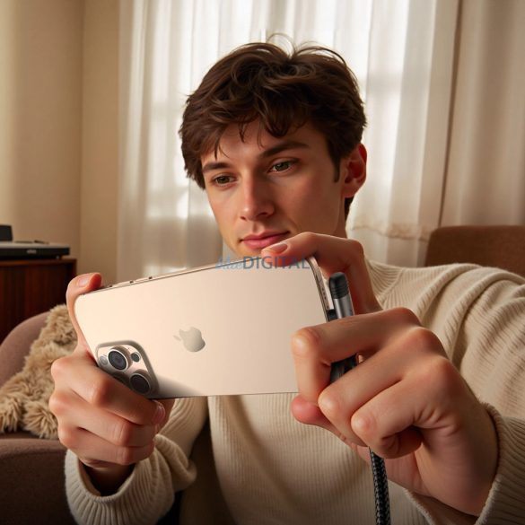 Joyroom S-A56 EnjoyX sorozat 90° USB-C - Lightning kábel 30W 1,2m - fekete