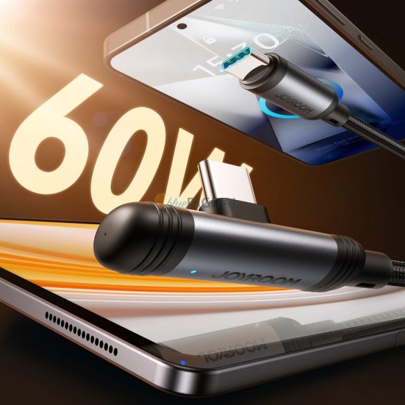 Joyroom S-A56 EnjoyX sorozat 90° USB-C - USB-C kábel 60W 1,2m - fekete