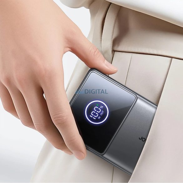 Joyroom JR-PR1 10000mAh 22.5W Powerbank beépített visszahúzható USB-C kábellel - Fekete