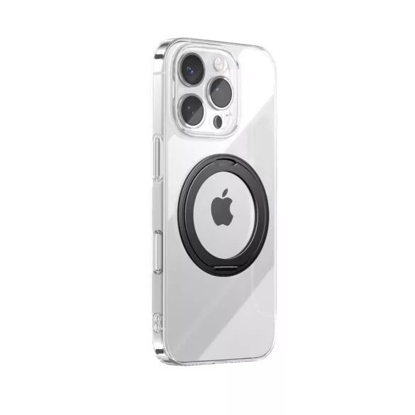 Joyroom JR-16JL6 iPhone 16 Pro Max Ultra-vékony MagSafe kompatibilis tok 360°-os gyűrűs állvánnyal - Fekete