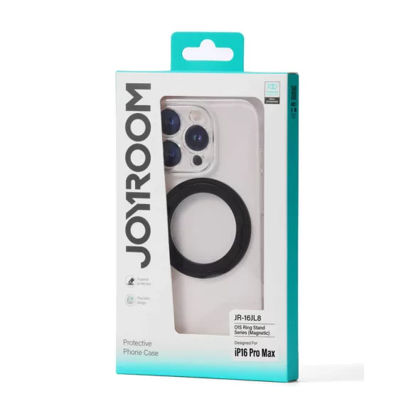 Joyroom JR-16JL6 iPhone 16 Pro Max Ultra-vékony MagSafe kompatibilis tok 360°-os gyűrűs állvánnyal - Fekete