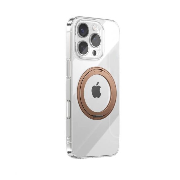 Joyroom JR-16JL6 iPhone 16 Pro Ultra-vékony MagSafe kompatibilis tok 360°-os gyűrűs állvánnyal - arany színben