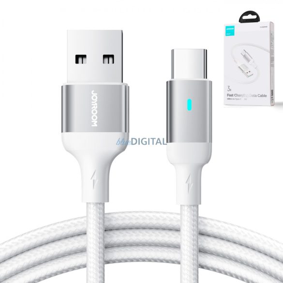 Joyroom USB kábel - USB C 3A gyorstöltéshez és adatátvitelhez A10 Series 3 m fehér (S-UC027A10)