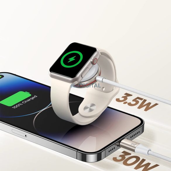 Joyroom 2 az 1-ben Lightning kábel és induktív töltő Apple Watch 1.5m fehér (S-IW011)
