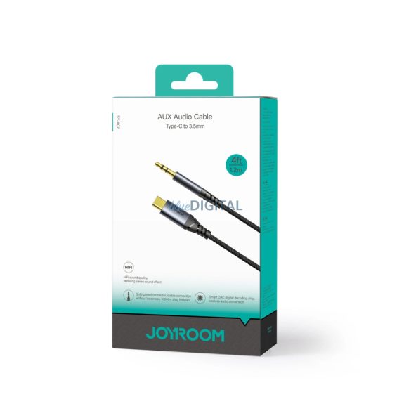 Joyroom sztereó audiokábel AUX 3,5 mm mini jack - USB-C telefon 1,2 m fekete (SY-A07)