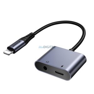 Joyroom SY-L01 Lightning Lightning / 3,5 mm-es mini jack DAC adapter 2in1 - fekete