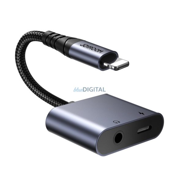 Joyroom SY-L01 Lightning Lightning / 3,5 mm-es mini jack DAC adapter 2in1 - fekete