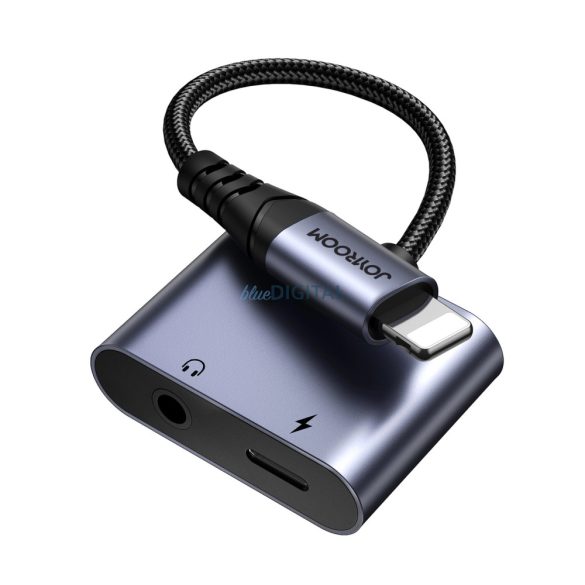 Joyroom SY-L01 Lightning Lightning / 3,5 mm-es mini jack DAC adapter 2in1 - fekete