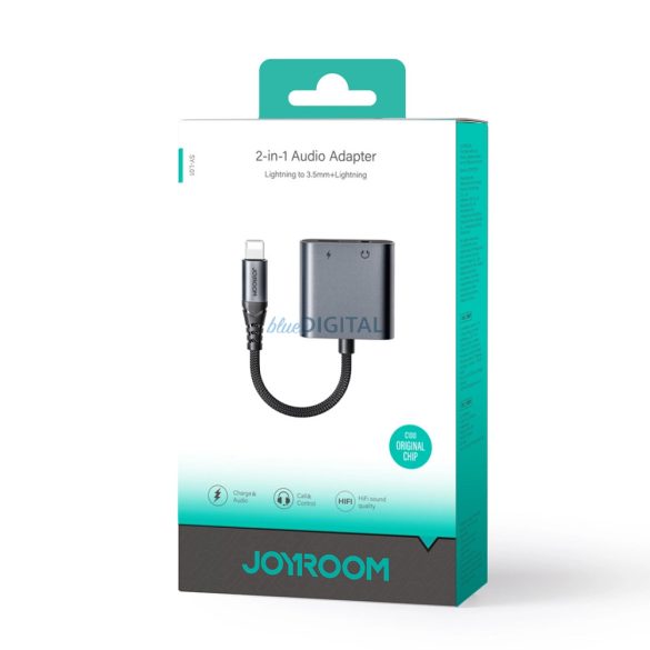 Joyroom SY-L01 Lightning Lightning / 3,5 mm-es mini jack DAC adapter 2in1 - fekete