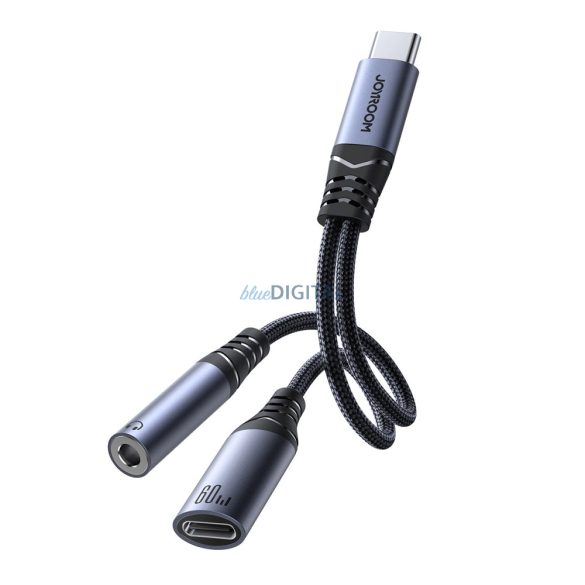 Joyroom SY-C02 2in1 DAC adapter USB-C USB-C / 3,5 mm-es mini jack csatlakozóra - fekete