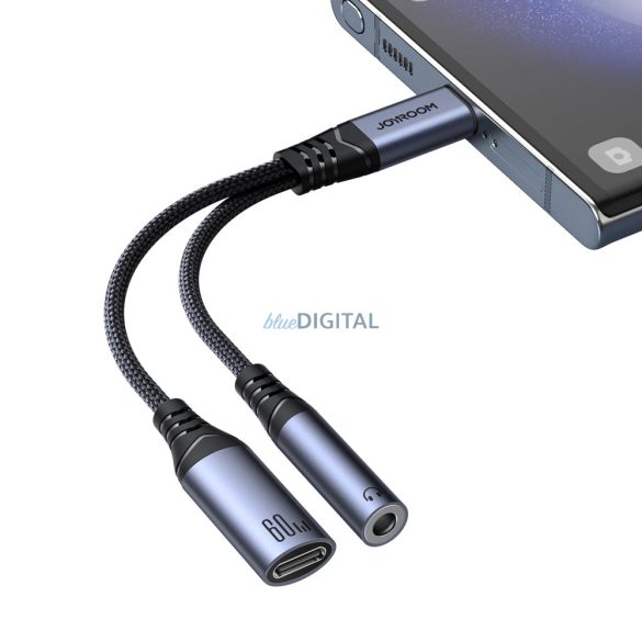 Joyroom SY-C02 2in1 DAC adapter USB-C USB-C / 3,5 mm-es mini jack csatlakozóra - fekete
