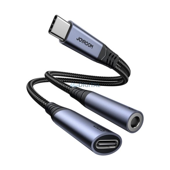 Joyroom SY-C02 2in1 DAC adapter USB-C USB-C / 3,5 mm-es mini jack csatlakozóra - fekete