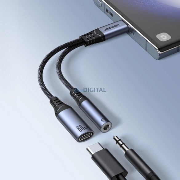 Joyroom SY-C02 2in1 DAC adapter USB-C USB-C / 3,5 mm-es mini jack csatlakozóra - fekete
