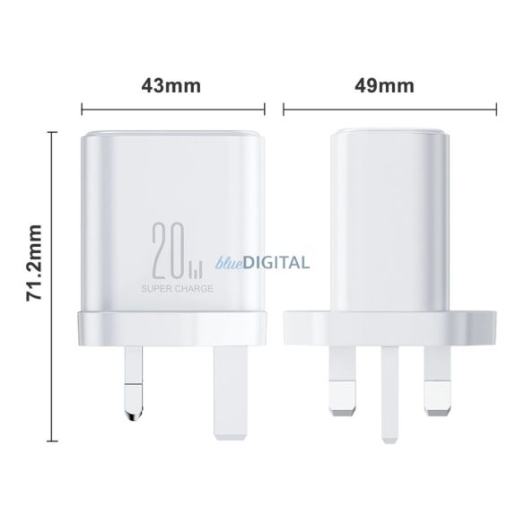 UK Joyrooom FlashSeries JR-TCF05 20W USB-A USB-C töltő - fehér