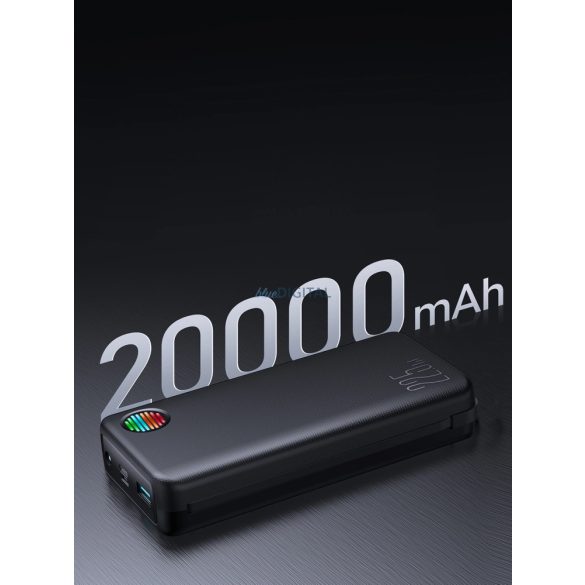 Joyroom 20000mAh 22.5W-os power bank beépített USB-C/ Lightning kábelekkel (JR-L015) - fekete