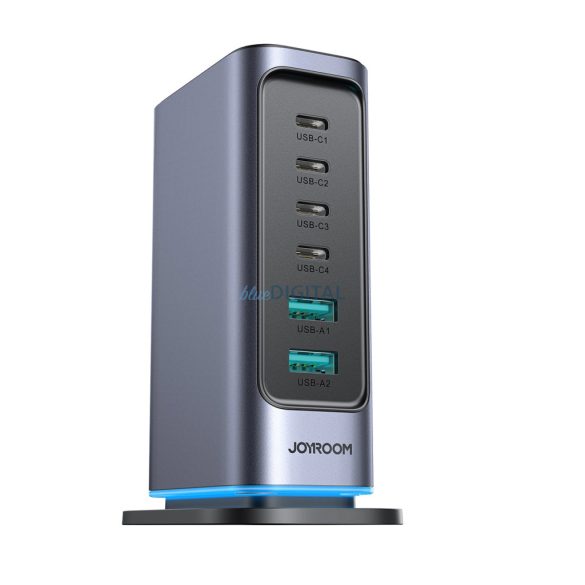 Joyroom JR-TCM02 hálózati töltő 2xUSB-A és 4x-USB-C csatlakozással GaN 65W - sötétszürke