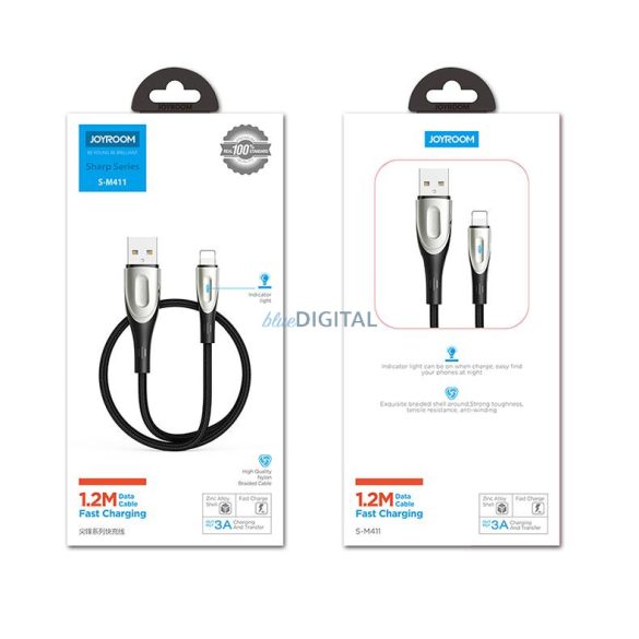 Joyroom Sharp Series gyorstöltő kábel USB-A - Lightning 3A 1.2m fekete (S-M411)