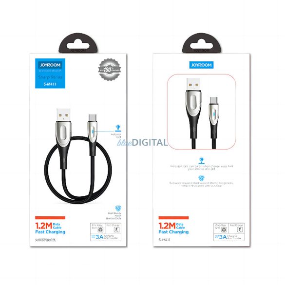 Joyroom Sharp Series kábel gyors töltéssel USB-A - USB-C 3A 1.2m fekete (S-M411)