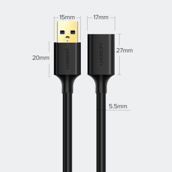 Ugreen kábel hosszabbító adapter USB 3.0 (női) - USB 3.0 (male) 2 m fekete (US129 10373)