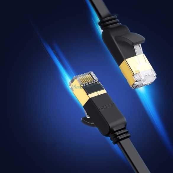 Ugreen lapos kábel Internet hálózati kábel Ethernet Patchkábel RJ45 Cat 7 STP LAN 10 Gbps 3m fekete (NW106 11262)