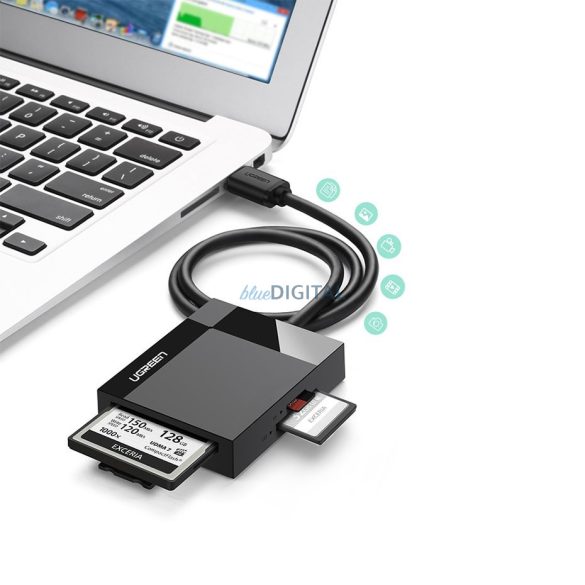 Ugreen USB 3.0 SD / micro SD / CF / MS memóriakártya-olvasó fekete (CR125 30333)